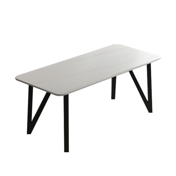 Rectangle Dining Table 4 Legs Dining Table in Black Frame for Kitchen