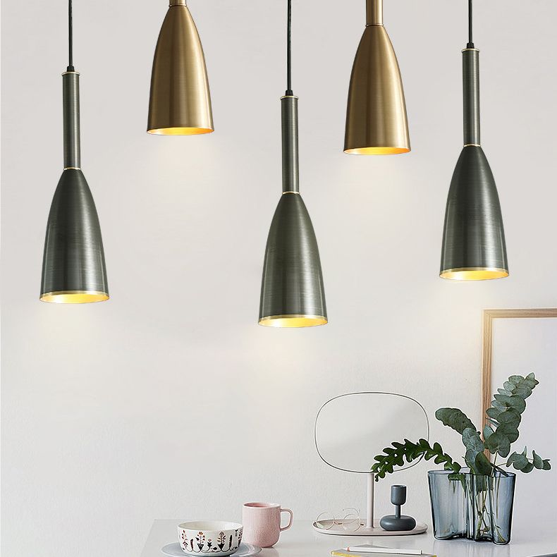 Metal Bell Pendant Lighting Fixture Postmodern Ceiling Hang Light for Dining Room