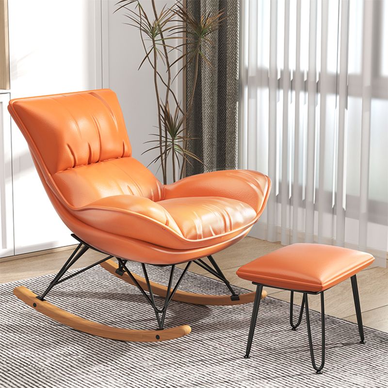 Contemporary Upholstered Rocker Chair Metal Frame Spindle Rocker Chair with Ottoman