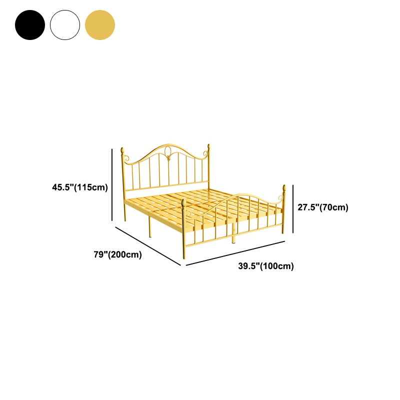 Contemporary Wire-Grid Open-Frame Bed with Metal Arched Headboard