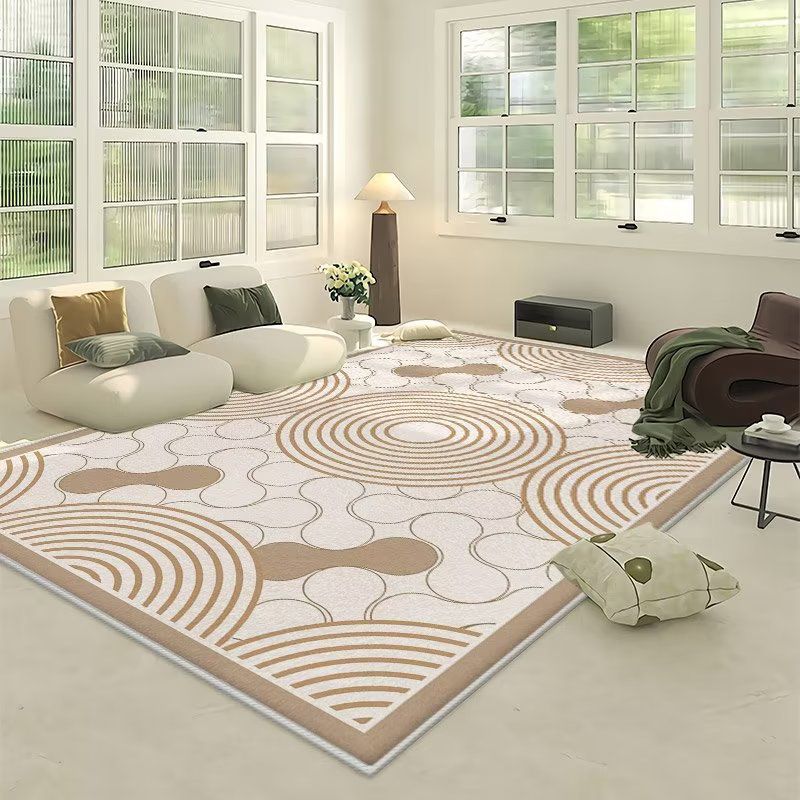 Light Orange Irregular Line Rug Polyester Modern Rug Washable Rug for Living Room