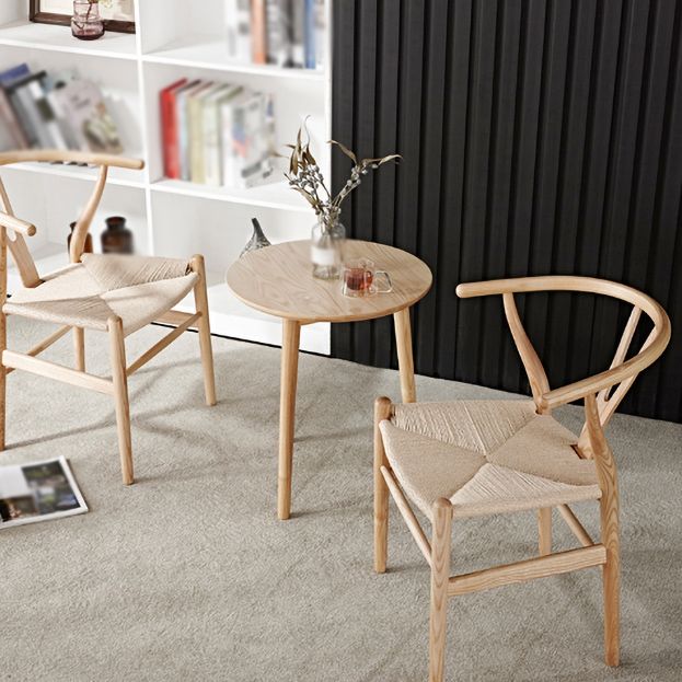 Contemporary Home Wood Arm Chair Natural Wishbone Dining Chair (Set of 2)