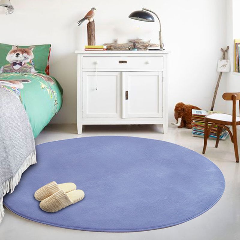 Multicolored Calming Rug Cotton Blend Solid Colored Area Carpet Anti-Slip Backing Pet Friendly Indoor Rug for Bedroom