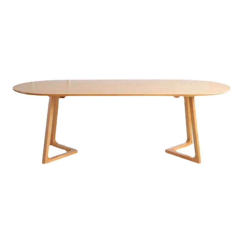 Modern Natural Wood Oval Dinette Table Wood Base Dining Table for Living Room
