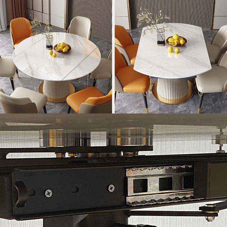 Modern Dining Room Set Standard Height with Sintered Stone Top and White Leg Formal Table Set