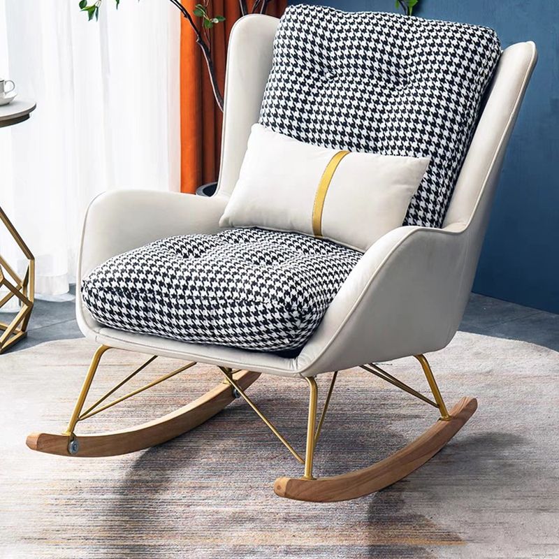 Modern Rocker Chair Upholstered Button-Tufted with Light Legs Glider