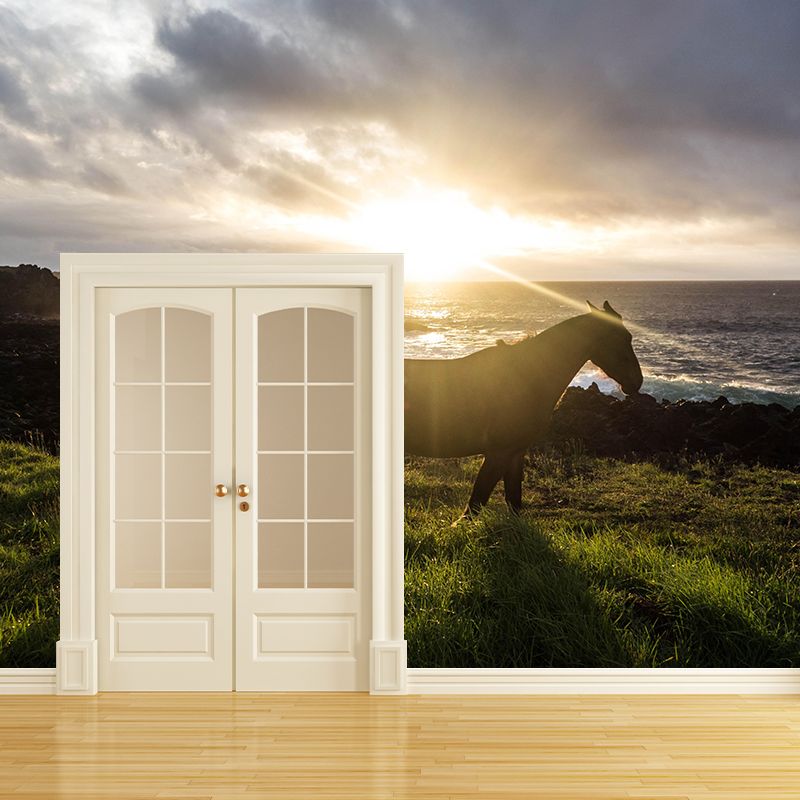 Photography Horses Mural Wall Decor Mildew Resistant Living Room Wall Mural for Decoration