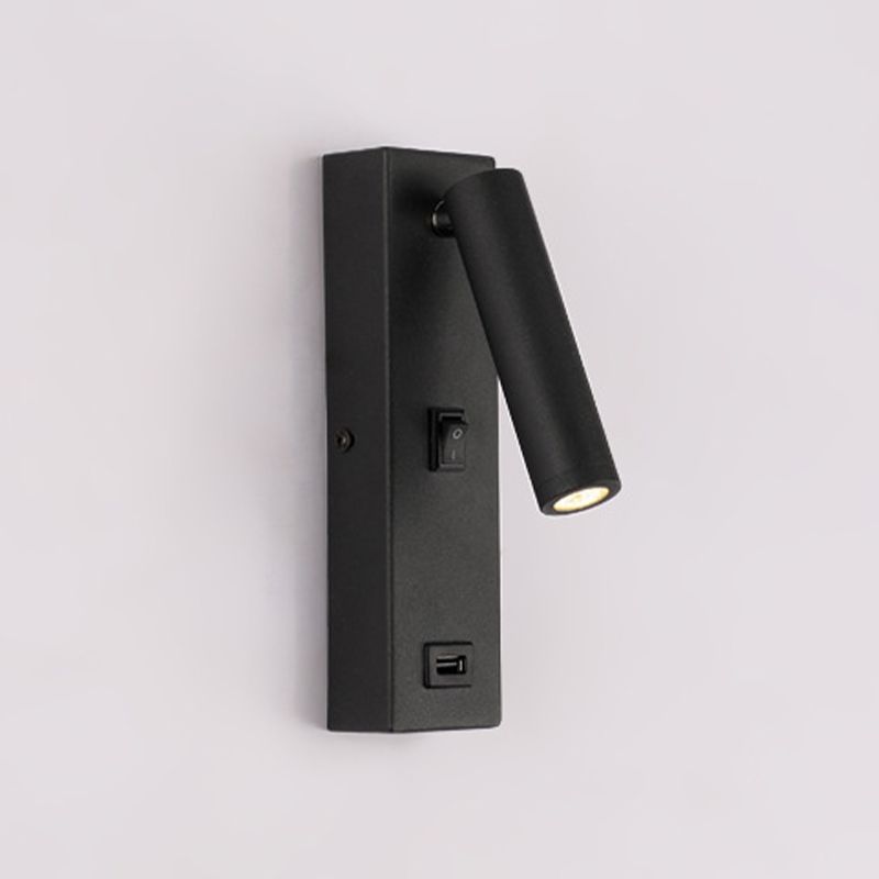 USB wiederaufladbare Rohrwandleuchten Einfaches Metall integriertes LED Schwarz/weiße Wandleuchte, warmes/weißes Licht