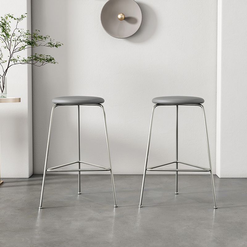 Contemporary Indoor Metal Bar Stool Backless Upholstered Bar Stool