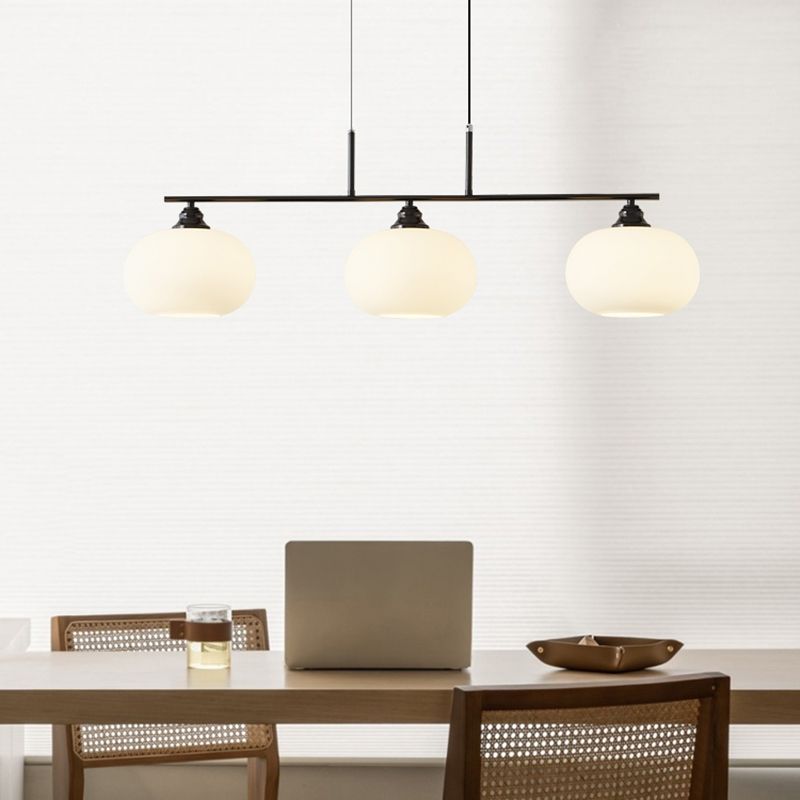 Modern Metal Pendant Light Persimmon Shape Island Light with Glass Shade for Living Room