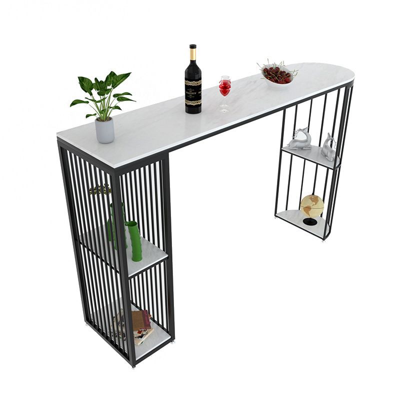 Rectangle Stone Bar Table Traditional Luxury Bar Dining Table with Sled Base