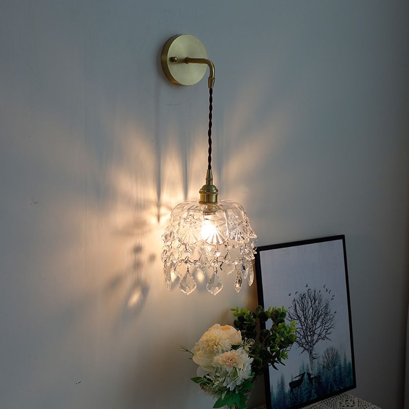 1-Light Modern Nordic Gold Wall Lights Glass Wall Mounted Lamps for Bedroom