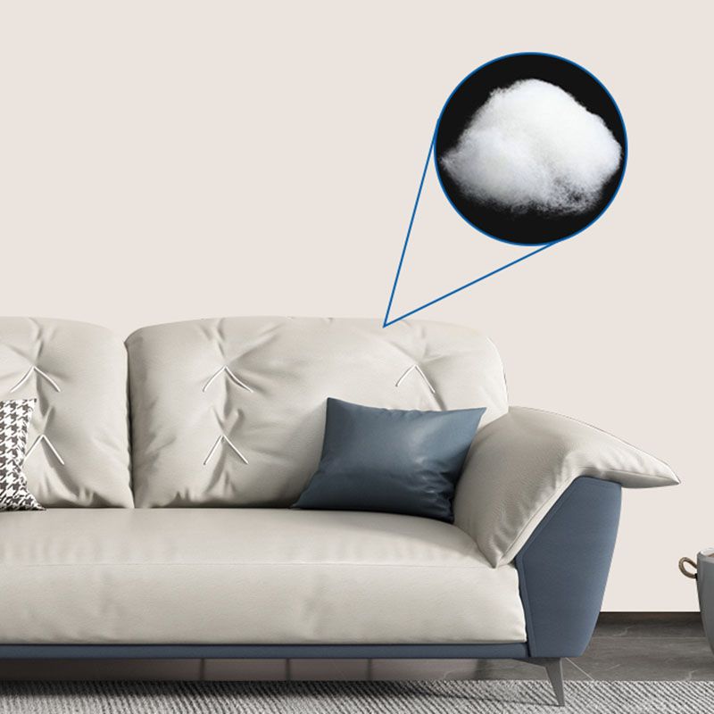 Sewn Pillow Back Sofa Modern Style 34.64" H Faux Leather Sofa