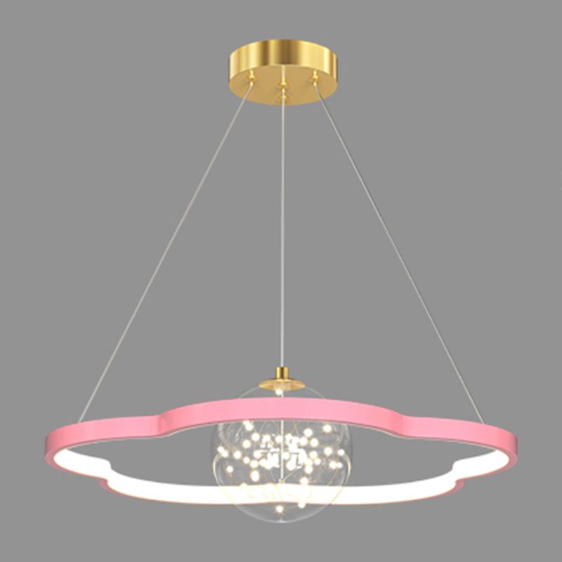 Lustres de forme ronde contemporains lumières en métal 2 lustres d'éclairage clair léger