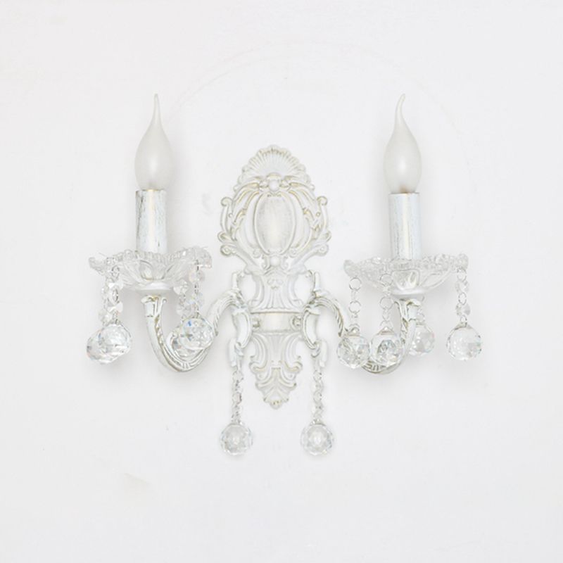 Candela in metallo Light Light Countryside Idee di illuminazione murale in bianco con drappeggio cristallino