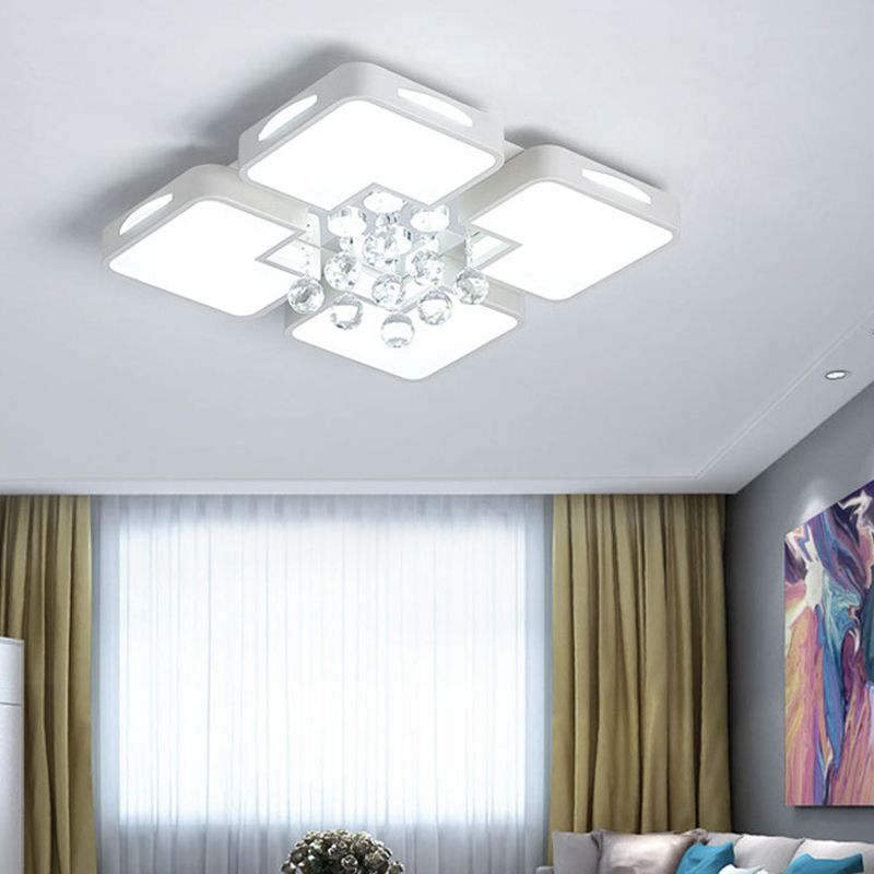 Geometría blanca LED semiincrustado estilo moderno y de lujo lámpara de techo interior de cristal, con pantalla de acrílico