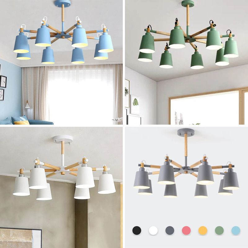 Metal Cone Shaped Chandelier Light Fixture Nordic Style LED Suspension Pendant Light