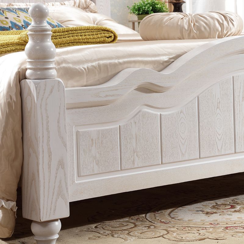 84.65 inch Wide Victorian Bed Frame Solid Wood Bed with Headboard