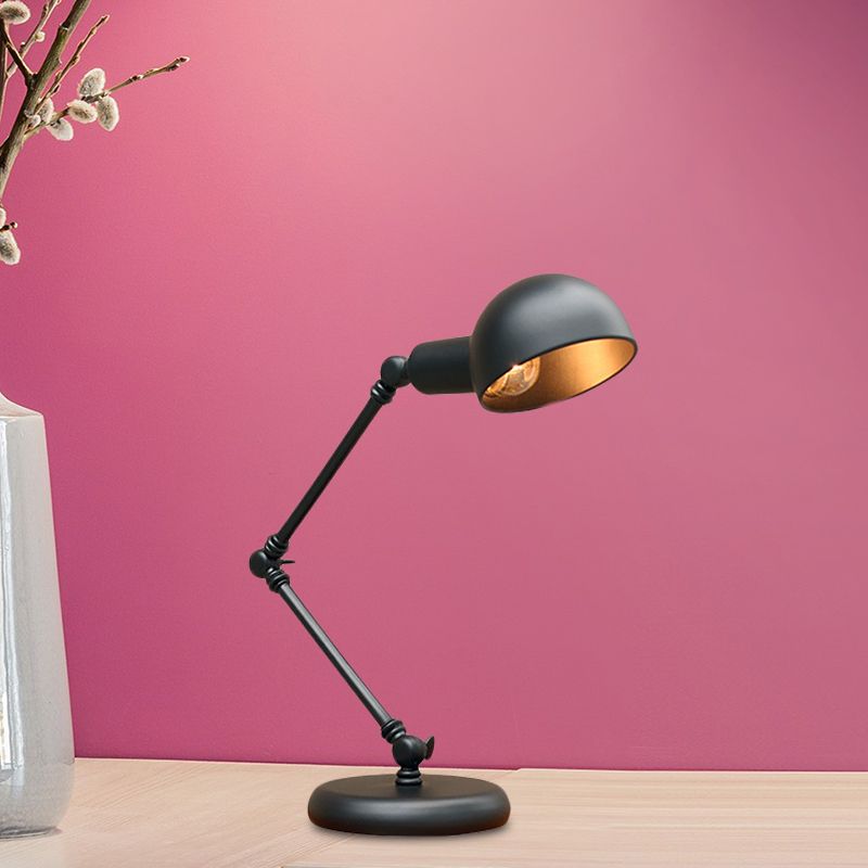 Dome Restaurant Table Lighting Vintage Iron 1-Head 4.5 "/6" de ancho Lámpara de escritorio de acabado negro con brazo oscilante