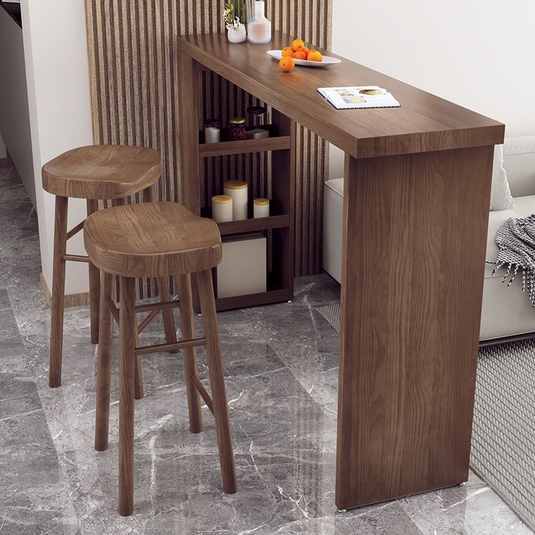 Modern Rectangle Bar Table Set 1/3 Pcs Solid Wood Bar Table and Stools