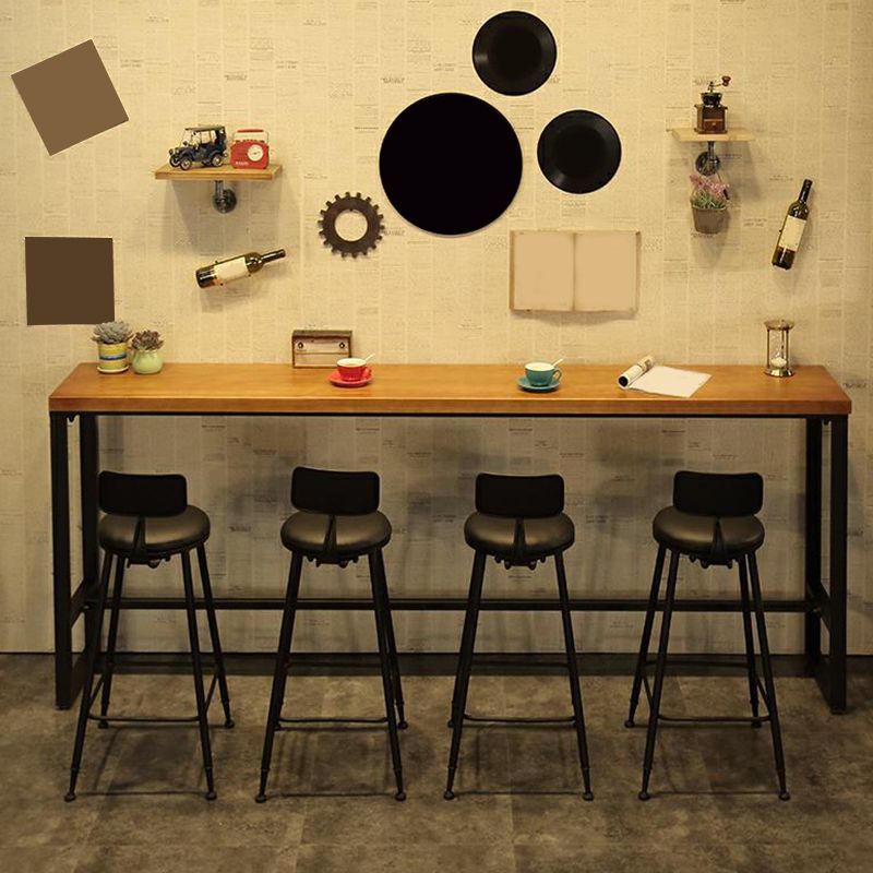 Trestle Base Dining Table Industrial Solid Wood Bar Table for Bistro