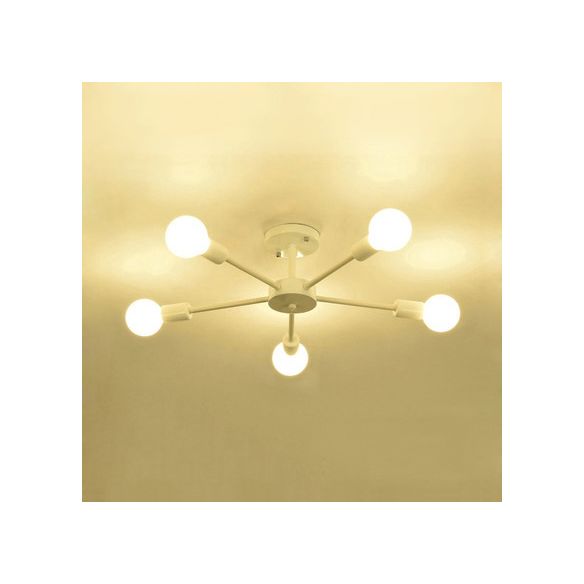 Nordic Metal Sputnik Ceiling Flush Mount Light 5/10 Lights White/Black Bedroom Semi Flush Ceiling Light