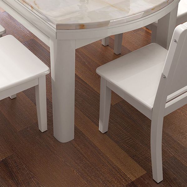 Simplicity Style Dining Site Table Rectangle Faux Marble Furniture with Drop-Leaf
