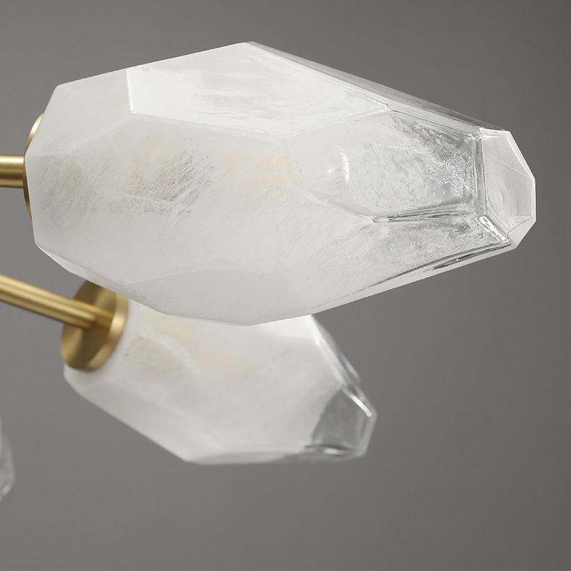 Post-Modern Metal Hanging Chandelier Light White Glass Shade Ceiling Chandelier in Gold for Living Room