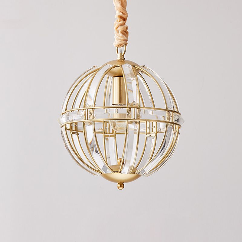 Modern Metal Crystal Ball Chandelier Light Multi Head Hanging Light for Restaurant