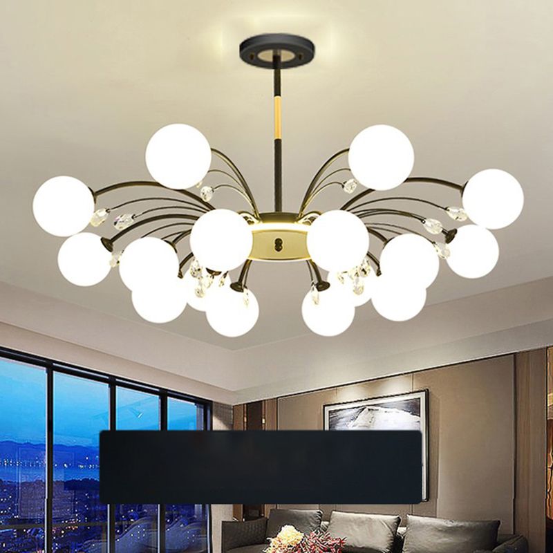 Black Glass Modern Pendant Lighting Fixtures Sputnik Hanging Lights for Living Room