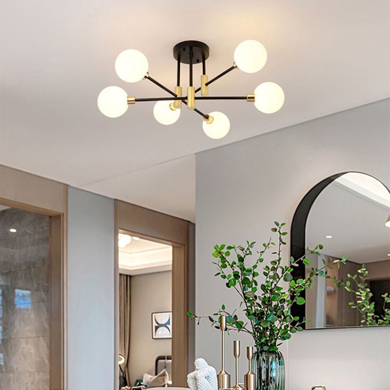 New Modern Transparent Glass Semi Flush Light Fixtures Bedroom Starburst Flush Mount Light