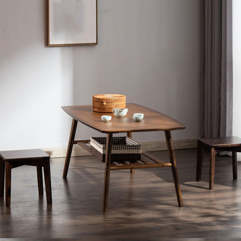 Contemporary Coffee Table 4 Legs Wooden Cocktail Table with Storage