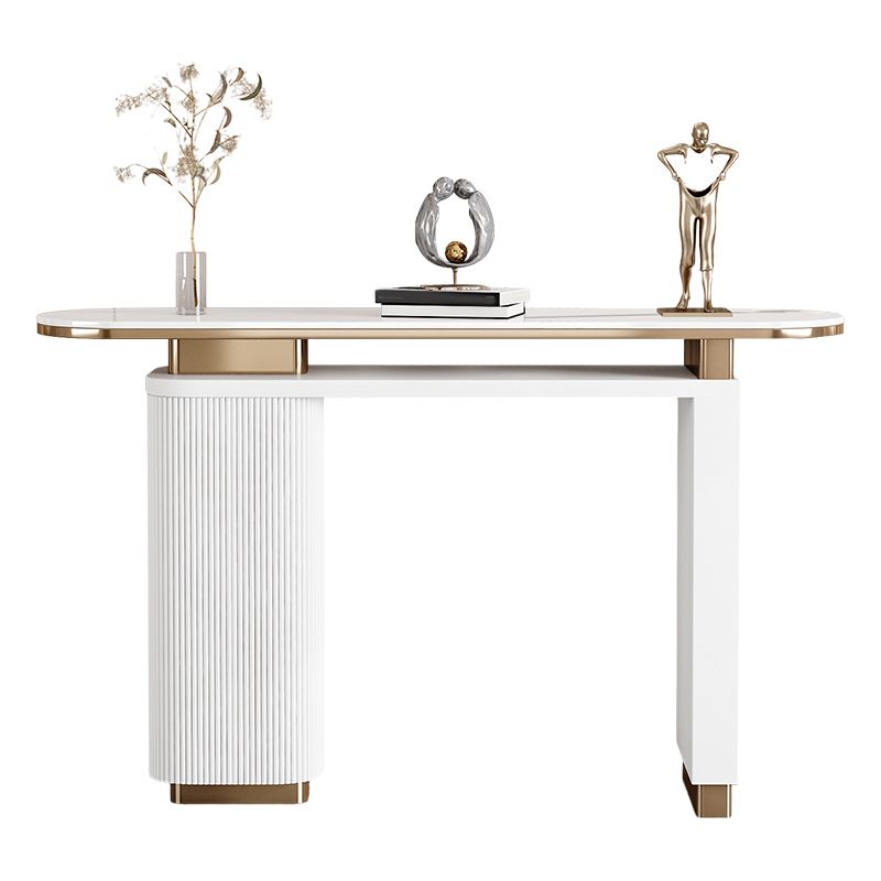 Glam Oval Console Table Reclaimed Wood Console Accent Table for Hall