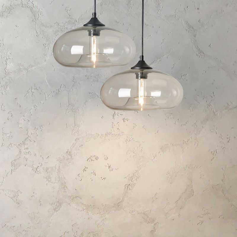 Moderne creatieve single hanging lamp smeedijzeren trommel hanglamp met glazen schaduw