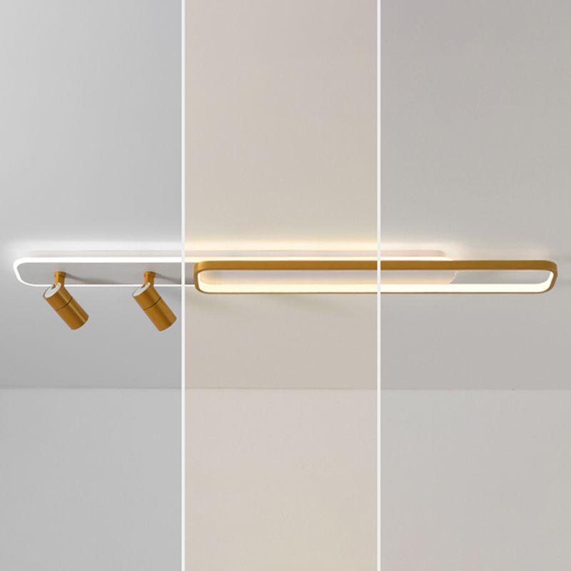 Rectangular LED Semi Flush Ceiling Light in Modern Simplicity Metal Indoor Flush Mount with Acrylic Shade