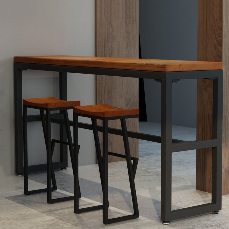 Industrial Metal Barstool Low Back Wood Counter Stool in Matte Finish for Indoor