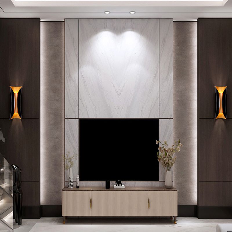 Modern Curl Sconce Light 13"/21"/30" Height 2 Lights Metallic Indoor Wall Lighting in Black