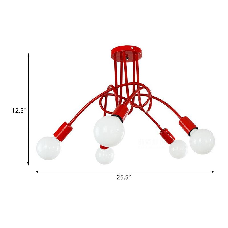 Iluminación de montaje semiempotrado trenzado negro/dorado con bombilla abierta, lámpara de techo de cocina de metal industrial de 3/5/6 luces