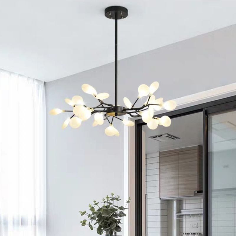 Luz de lámpara de lámpara en forma de hojas Iluminación de colgante acrílico de diseñador moderno para restaurante