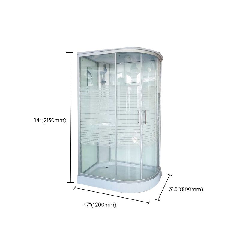 Linear Sliding Striped Shower Enclosure Metal Framed Shower Enclosure