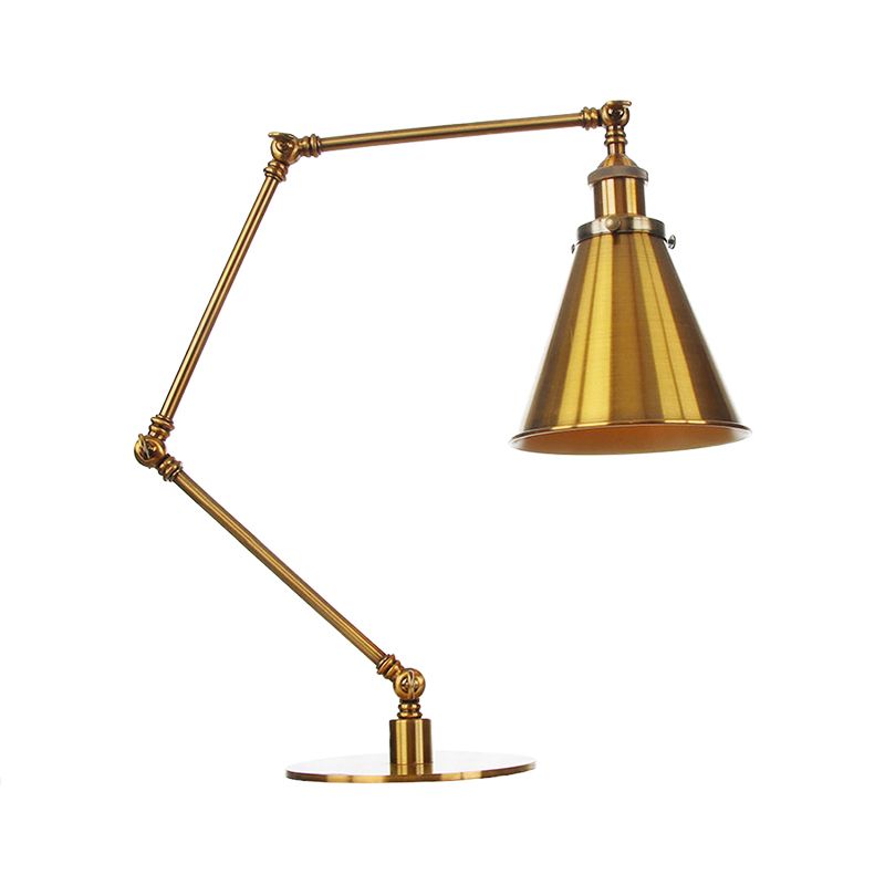 Lampada da tavolo svasata elegante industriale in metallo a 1 luce Lampada da tavolo per sala da pranzo con braccio di lunghezza 8"+8"/8"+8"+8" in oro