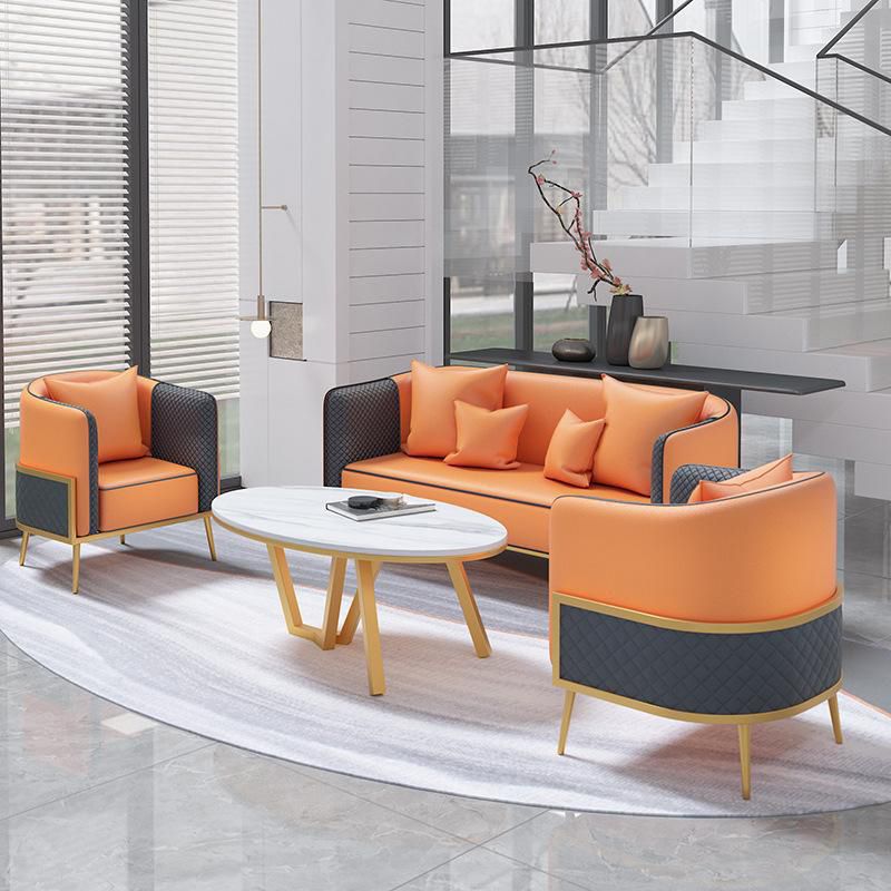 Modern Tuxedo Arm Sofa 29.53" H Faux Leather Seating with Gold Frame