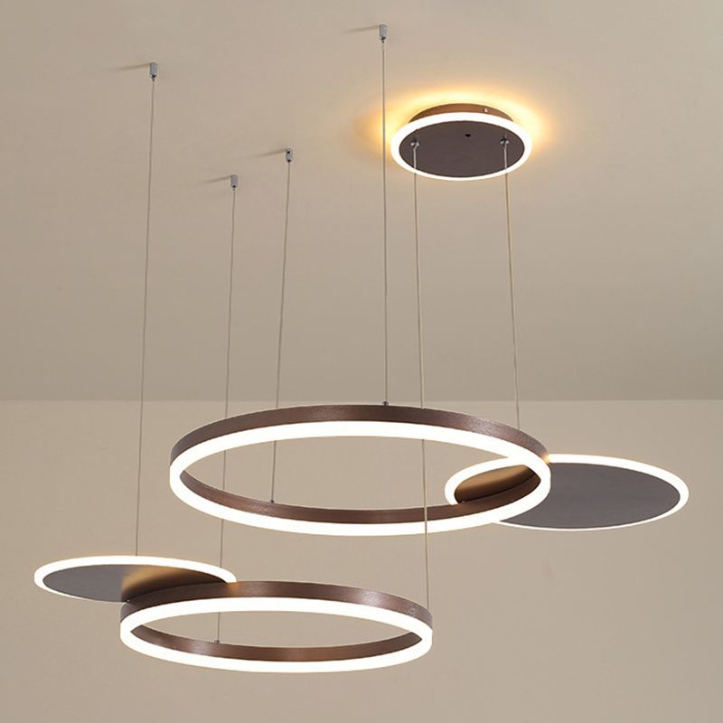 Simplicity LED Chandelier Pendant Circular Metal Suspension Light for Living Room