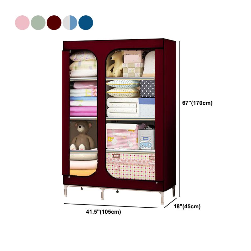 Steel Frame Non-Hanging Armoire Modern Style Wardrobe with 5 Shelves