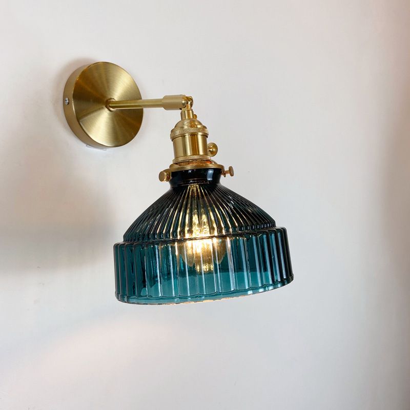 Single Golden Modern Wall Mounted Sconce Glass Shaded Wall Light for Living Room