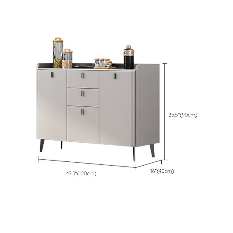Contemporary Dining Server with Drawers Gray Sideboard Table
