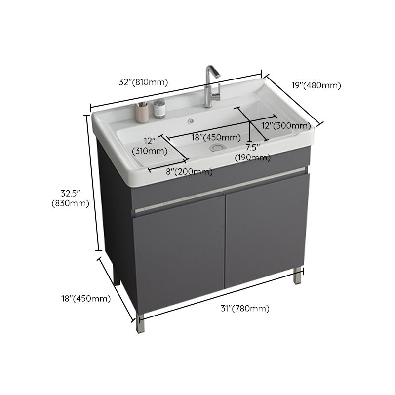 Gray Metal Vanity Sink Modern Free-standing Standard Space Saver Vanity