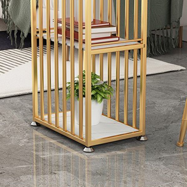 Glam Rectangle Pub Table for Living Room Glossy White Stone Top Bar Table with Storage