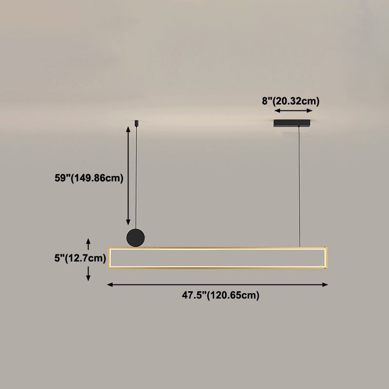 Rechteck Form Island Lichter moderne Metallinselbeleuchtung in Gold