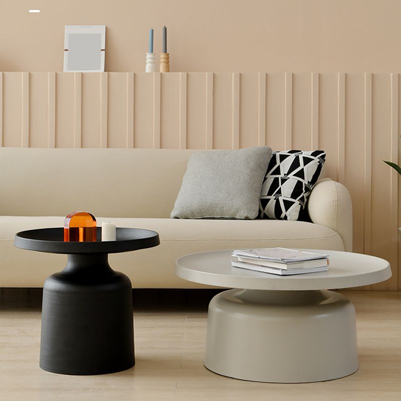 Black/White Pedestal Coffee Table Modern Marble Cocktail Table for Room